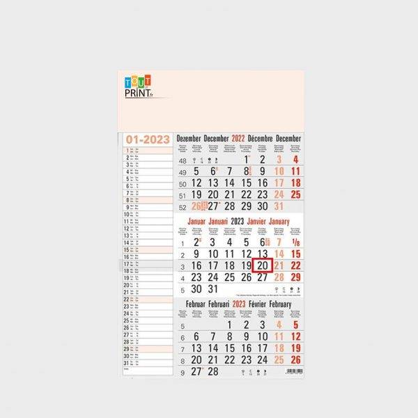 Calendriers 3 mois Mémo personnalisé - Calendrier mural