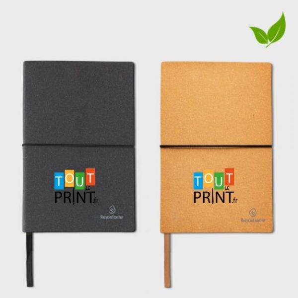 Carnet de notes A5 en cuir recyclé aspect naturel personnalisé - Carnets