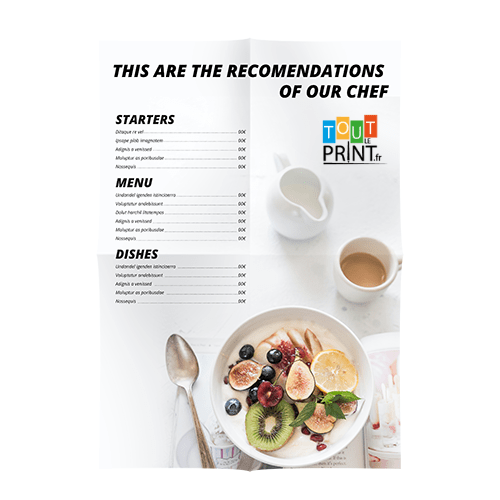 Cartes de menu à pli croisé personnalisé - Objets Publicitaires