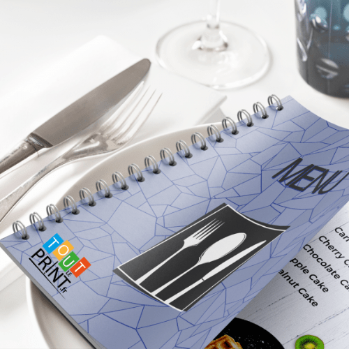 Cartes de menu à reliure spirale personnalisé - Imprimerie