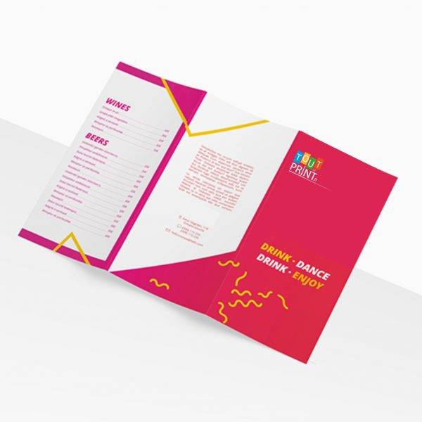 Cartes de menu pour restaurant à pli roulé personnalisé - Objets Publicitaires
