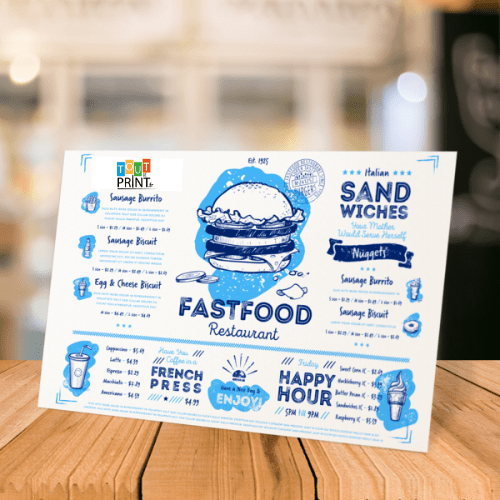 Cartes de menu PVC personnalisé - Objets Publicitaires