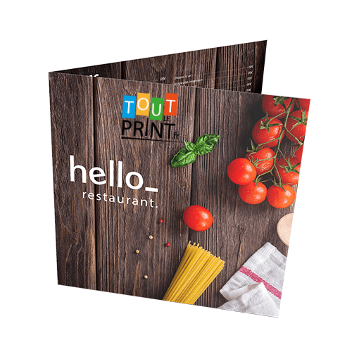 Cartes de menu un pli personnalisé - Objets Publicitaires