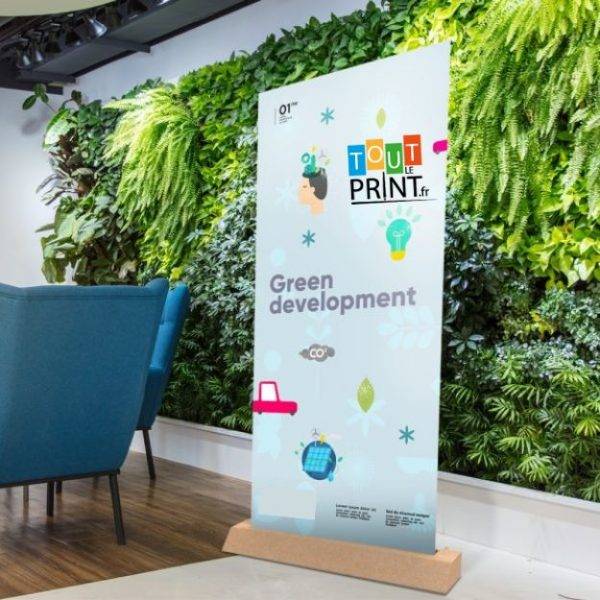 Kakémono roll-up carton recyclé personnalisé - Imprimerie