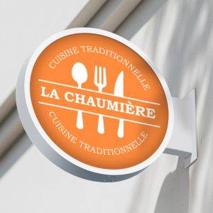 Enseigne drapeau ronde lumineuse