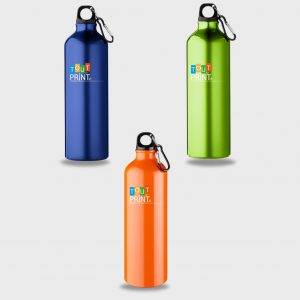Gourde en aluminium avec porte-clés et mousqueton en métal | 770 ml personnalisé - gourdes