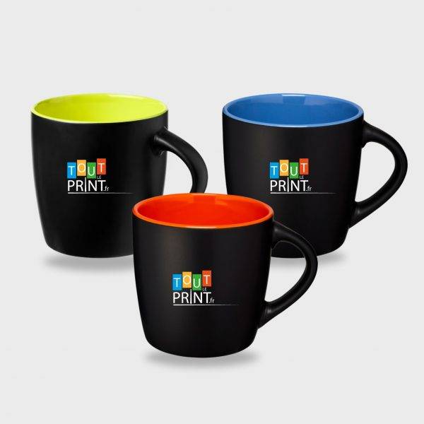 Mug en céramique noir mat avec intérieur coloré personnalisé - Mugs