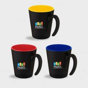 Mug noir mat à poignée moderne avec intérieur coloré personnalisé - Mugs