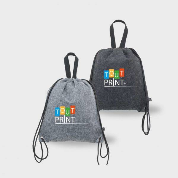 Sac à cordon en feutre RPET personnalisé - Objets Publicitaires