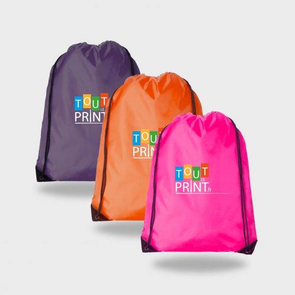 Sac à cordon en polyester avec coins noirs personnalisé - Objets Publicitaires