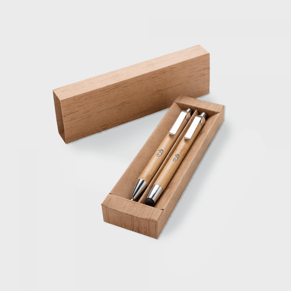 Set de stylos en bambou personnalisé personnalisé - Stylos