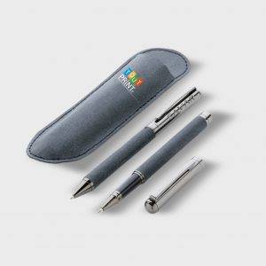 Set stylos en cuir recyclé avec étui personnalisé - Stylos
