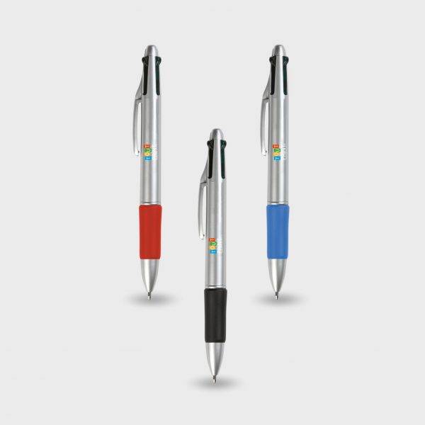 Stylo 4 couleurs grip antidérapant personnalisé - Stylos