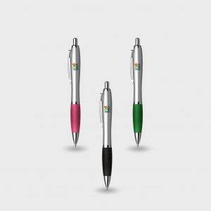 Stylo bille argent avec grip coloré personnalisé - Stylos