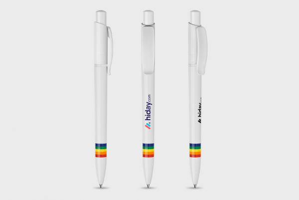 Stylo blanc avec anneaux colorés personnalisé - Stylos
