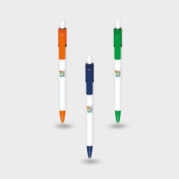 Stylo blanc clip et pointe colorés personnalisé - Stylos