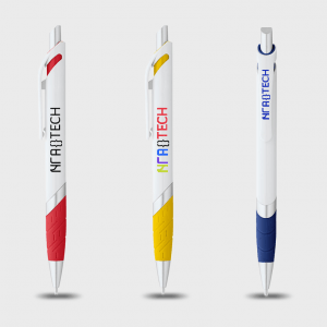 Stylo blanc grip coloré
