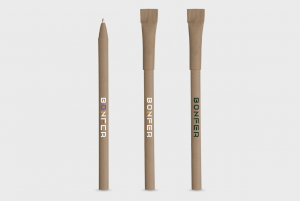 Stylo marron en papier recyclé avec capuchon personnalisé - Stylos