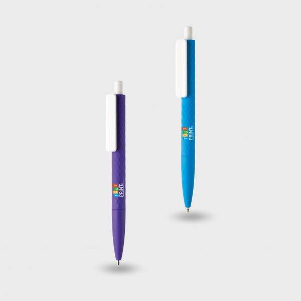 Stylo texturé motifs losanges clip blanc personnalisé - Stylos