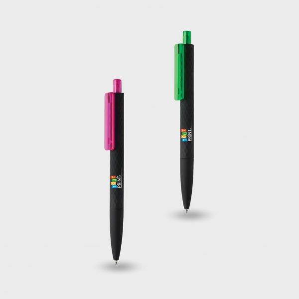 Stylo texturé motifs losanges et clip coloré personnalisé - Stylos