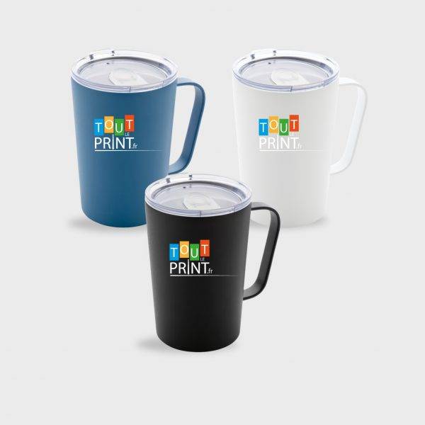 Tasse moderne en acier inoxydable recyclé RCS avec couvercle | 420 ml personnalisé - Tasses et gobelets