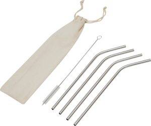 objet pubicitaire et goodies Kit paille en acier inoxydable, argenté