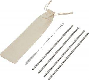 objet pubicitaire et goodies Kit de paille en acier inoxydable, argenté