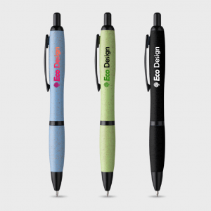 Stylo en paille de blé avec détails noirs