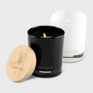 Candle Wooosh parfumée vanille douce personnalisé - Objets Publicitaires