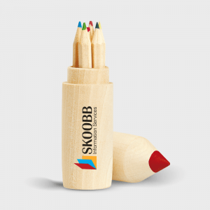 Crayons de couleur dans un tube en bois personnalisé - Crayons