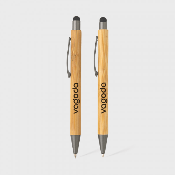 Ensemble de stylos modernes en bambou personnalisé - Objets Publicitaires