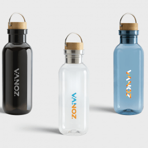 Bouteille en rPET GRS, couvercle en bambou