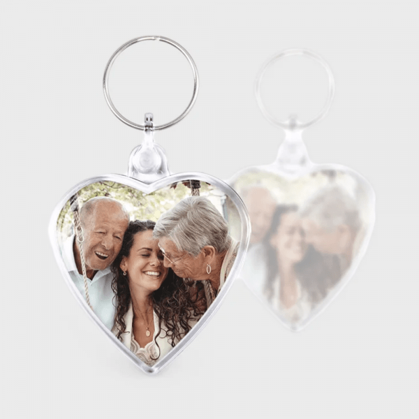 Porte-clés photo double face avec cœur personnalisé - Accessoires