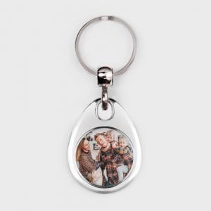 Porte-clés photo rond en acier inoxydable personnalisé - Accessoires