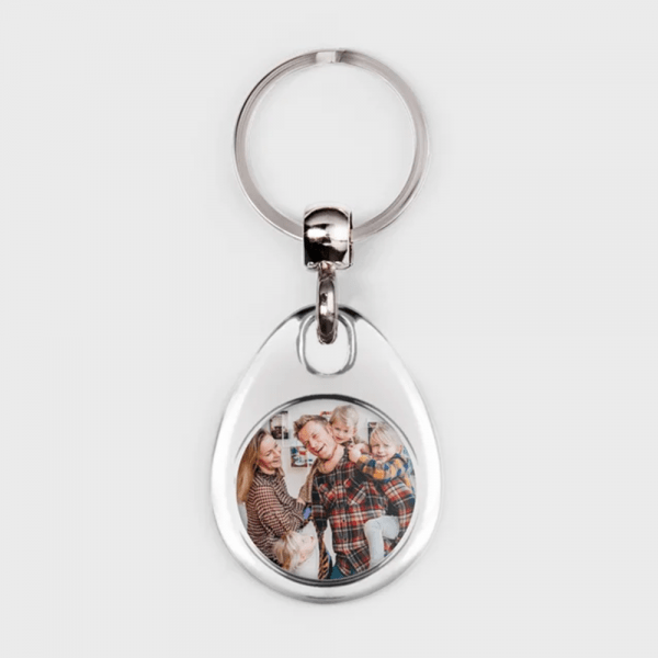 Porte-clés photo rond en acier inoxydable personnalisé - Accessoires