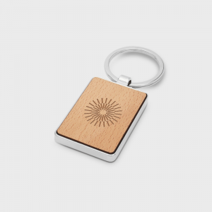 Porte-clés rectangulaire en bois de hêtre Mauro personnalisé - Accessoires
