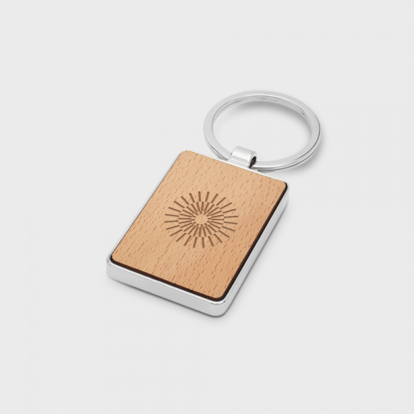 Porte-clés rectangulaire en bois de hêtre Mauro personnalisé - Accessoires