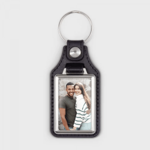 Porte-clés rectangulaire en cuir avec photo personnalisé - Accessoires