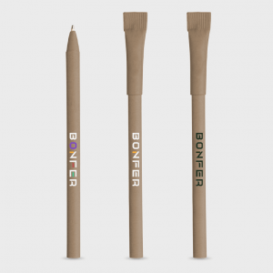 Stylo marron en papier recyclé avec capuchon