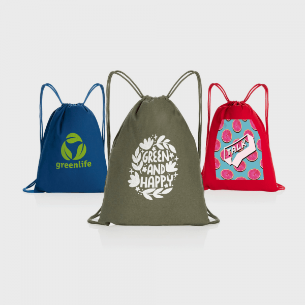Sacs à cordon en coton recyclé personnalisé - Objets Publicitaires