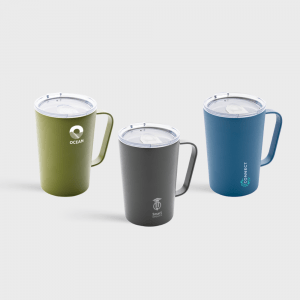 Tasse moderne en acier inoxydable recyclé RCS avec couvercle | 420 ml personnalisé - Tasses et gobelets