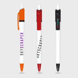 Stylo blanc clip et pointe colorés