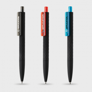 Stylo texturé motifs losanges et clip coloré