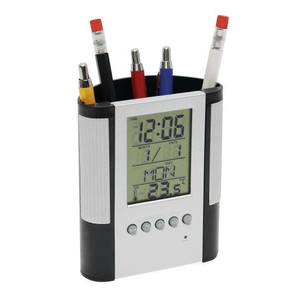 BUTLER - Pot à crayon/réveil LCD personnalisé - Crayons