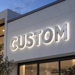 Enseigne découpée lumineuse sur mesure en lettres aluminium rétroéclairées