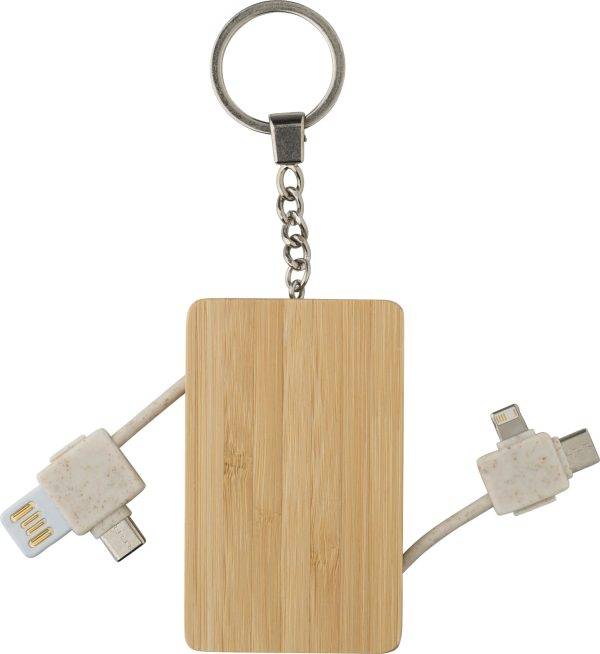 Porte-clés Bianca | Bambou | Avec câbles de charge personnalisé - Porte-clés