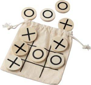 Jeu de morpion | Bois | Pochette coton personnalisé - Jeux d'intérieur