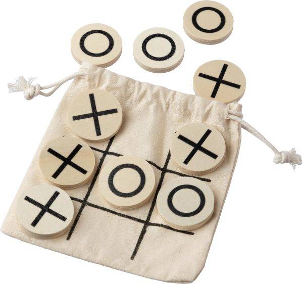 Jeu de morpion | Bois | Pochette coton personnalisé - Jeux d'intérieur
