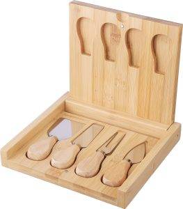 Plateau à fromage Zea | Bambou | 4 pièces personnalisé - Coffret Fromage et Vin