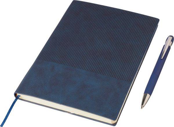 Set carnet Tarek | Simili-cuir recyclé | A5 | Avec stylo bille personnalisé - Carnets